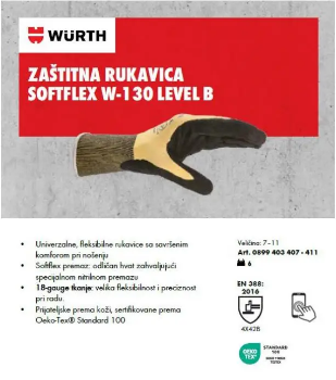 Fotografija Rukavice za zaštitu od prosecanja,W-130 (B)