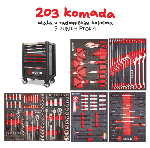 Fotografija Wurth kolica 7 fioka sa 203kom alata