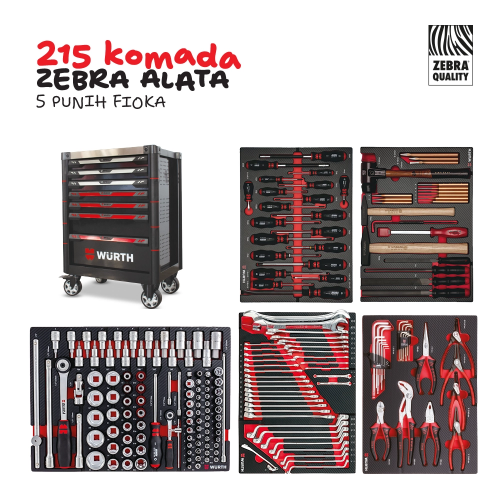 Fotografija  Kolica za alat Premium sa ZEBRA alatom - 5 punih fioka