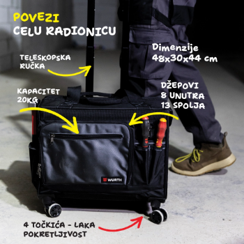 Fotografija FORTIS Torba za alat, sa 4 točka i teleskop ručkom